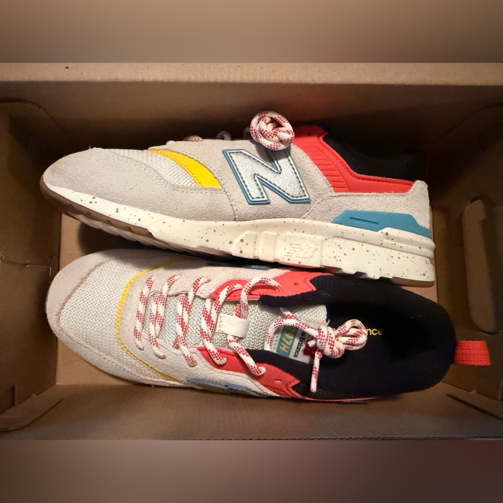 New Balance Gray and Red Sneakers